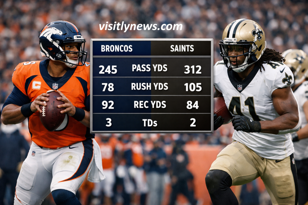 Denver Broncos vs New Orleans Saints Match Player Stats